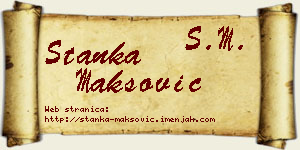 Stanka Maksović vizit kartica